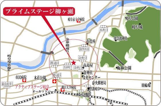 プライムステージ柳ケ瀬岐阜の地図